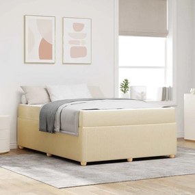 vidaXL Σκελετός Κρεβατιού με στρώμα Κρεμ 140 x 200 cm ύφασμα
