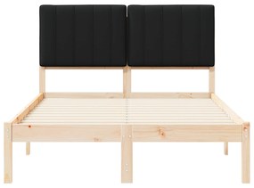vidaXL Σκελετός Κρεβατιού με Επενδεδυμένο Κεφαλάρι Μαύρο 120 x 190 cm