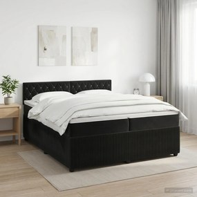 vidaXL Κρεβάτι box spring με στρώμα Μαύρο 200 x 200 cm Βελούδο