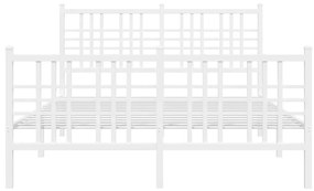 vidaXL Πλαίσιο Κρεβατιού με Κεφαλάρι&Ποδαρικό Λευκό 140x190εκ. Μέταλλο
