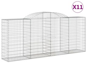 vidaXL Συρματοκιβώτια Τοξωτά 11 τεμ. 300x50x120/140 εκ. Γαλβαν. Ατσάλι