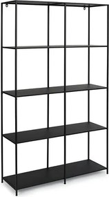 Ραφιέρα μεταλλική Nextdeco με 4 ράφια μαύρη Υ175x100x36εκ.