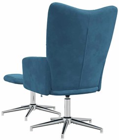 vidaXL Πολυθρόνα Relax Μπλε Βελούδινη με Σκαμπό