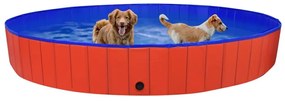 Πισίνα για Σκύλους Πτυσσόμενη Κόκκινη 300 x 40 εκ. από PVC