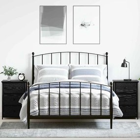 vidaXL Κομοδίνο 2 pcs Μαύρη Οξυά 40 x 36 x 60 εκ Στερεό Ανακτηθέν Ξύλο