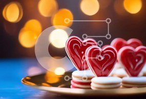 Σετ των 2 Intra Συλλεκτικό Ξύλινο Παζλ Plywood  4mm - Μπισκότα σε σχήμα καρδιάς σε χρυσό πιάτο Σε Ξύλινο Κουτί - Διαστάσεις: 10x10 cm – 25 κομμάτια