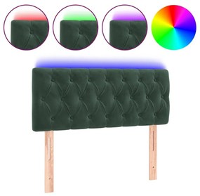 Κεφαλάρι Κρεβατιού LED Σκούρο Πράσινο 100x7x78/88 εκ. Βελούδινο - Πράσινο
