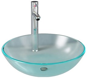vidaXL Νιπτήρας Μπάνιου με Βρύση& Βαλβίδα Πατητή από Θωλό Ψημένο Γυαλί