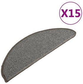 vidaXL Πατάκια Σκαλιών 15 τεμ. Γκρι Ημίστρογγυλά Μεγάλα 65x21x4 εκ.