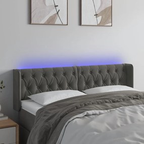 Κεφαλάρι Κρεβατιού LED Σκούρο Γκρι 163x16x78/88 εκ. Βελούδινο 3123627