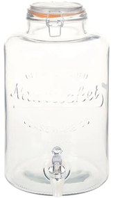vidaXL Βάζο με Βρυσάκι Διαφανές 8 Λίτρα XXL Γυάλινο