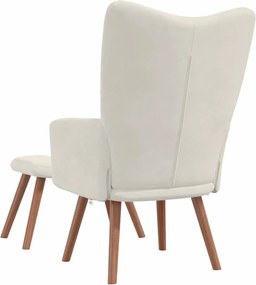 vidaXL Πολυθρόνα Relax Λευκό Κρεμ Βελούδινη με Σκαμπό
