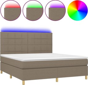 vidaXL Κρεβάτι Boxspring με Στρώμα &amp; LED Taupe 180x200 εκ. Υφασμάτινο