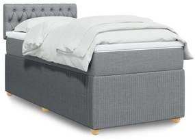 Κρεβάτι Boxspring με Στρώμα Ανοιχτό Γκρι 80x200 εκ. Υφασμάτινο