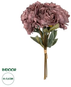 GloboStar® Artificial Garden DARK PING PEONY FLOWER BOUQUET 21085 Τεχνητό Διακοσμητικό Μπουκέτο Σκούρο Ροζ Παιώνιας Y43cm