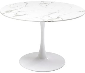 Τραπέζι Veneto  Μαρμάρινη Επιφάνεια Λευκό  110x110x73εκ - Λευκό