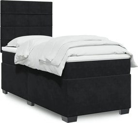 vidaXL Κρεβάτι Boxspring με Στρώμα Μαύρο 100x200 εκ. Βελούδινο