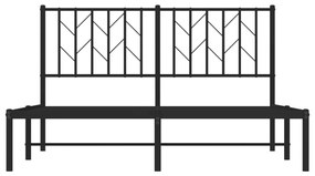 Μεταλλικό Πλαίσιο Κρεβατιού με Κεφαλάρι Μαύρο 135 x 190 εκ. - Μαύρο
