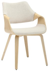 DINING CHAIR NETTO  PLYWOOD FRAME IN OAK-BEIGE FABRIC 55x56x83,5Hcm.