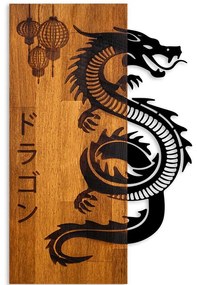 Διακοσμητικό Τοίχου Dragon 899SKL2685 40x3x58cm Walnut-Black Wallity Μέταλλο,Ξύλο