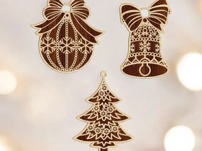 Σετ των 3 Intra απο ξύλο plywood 3mm-4mm πάχος – Χριστουγεννιάτικα Κρεμαστά Στολίδια 30x35 cm INTRAVECTRY-MY550387
