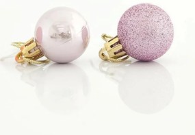 Eurolamp Μπάλα 3cm Πλαστική Σετ 27τμχ (9 Περλέ-18 Glitter) Ροζ 600-42640
