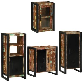 vidaXL Σετ Επίπλων Μπάνιου 4 pcs Πολύχρωμο Στερεό ανακτημένο ξύλο