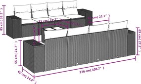 vidaXL Σαλόνι Κήπου Σετ 9 τεμ. Καφέ από Συνθ. Ρατάν με Μαξιλάρια