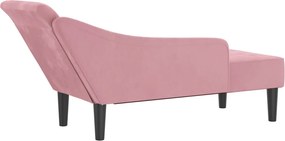 vidaXL Ανάκλιντρο Ροζ Υφασμάτινο με Βελούδινο