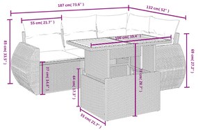 vidaXL Σετ Καναπέ Κήπου 5 Τεμαχίων Μαύρο Συνθετικό Ρατάν με Μαξιλάρια