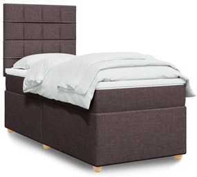 VidaXL Κρεβάτι Boxspring με Στρώμα Σκούρο Καφέ 100x200 εκ. Υφασμάτινο
