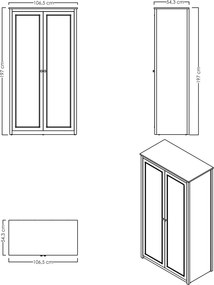 Ντουλάπα Γκρι / Δρυς PEDRE 106.5x54.3x197