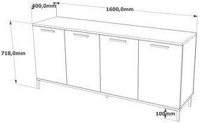 Μπουφές &quot;VIANA&quot; σε atlantic pine/ανθρακί χρώμα 160x40x72
