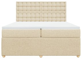 vidaXL Κρεβάτι Boxspring με Στρώμα Κρεμ 200x200 εκ. Υφασμάτινο