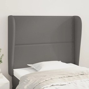 Κεφαλάρι με Πτερύγια Γκρι 103x23x118/128 εκ. Συνθετικό Δέρμα 3117904