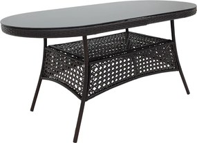 Τραπέζι Cellin pakoworld μέταλλο-pe rattan καφέ 160x80x77εκ