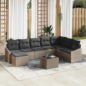 vidaXL Σετ Καναπέ Κήπου 9 pcs Γκρι Πολυ ράταν