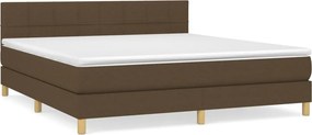 vidaXL Κρεβάτι Boxspring με Στρώμα Σκούρο Καφέ 180x200 εκ Υφασμάτινο
