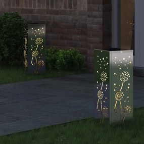 vidaXL Ηλιακό LED Φως Δρόμου 2 pcs Θερμό λευκό 18 x 18 x 50 εκ.