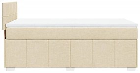 Κρεβάτι Boxspring με Στρώμα Κρεμ 90x190 εκ.Υφασμάτινο - Κρεμ