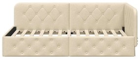 vidaXL Κρεβάτι Γωνίας Κρεμ 90 x 190 cm ύφασμα