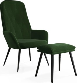 vidaXL Πολυθρόνα Relax Σκούρο Πράσινο Βελούδινη με Υποπόδιο
