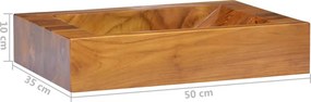 vidaXL Νιπτήρας 50 x 35 x 10 εκ. από Μασίφ Ξύλο Teak