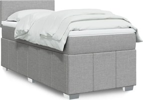 vidaXL Κρεβάτι Boxspring με Στρώμα Ανοιχτό Γκρι 100x200 εκ. Υφασμάτινο