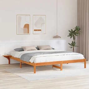vidaXL Πλαίσιο κρεβατιού με κομοδίνα Καφέ 200 x 200 cm Καφέ κεριού