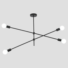Eurolamp Φωτιστικό Κρεμαστό Τετράφωτο Arte Illumina 4xΕ27 100x55cm Μαύρο 144-23001