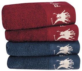 Πετσέτες Χεριών (Σετ 4τμχ) Greenwich Polo Club 2673 Bordo/Blue 480gsm