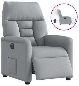 Πολυθρόνα Ανακλινόμενη Ηλεκτρική Ανοιχτό Γκρι Υφασμάτινη