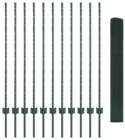 vidaXL Συρματόπλεγμα με 11 U Posts Πράσινο 1.2x25 μ από ατσάλι