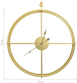 vidaXL Ρολόι Τοίχου Χρυσό 52 εκ. Σιδερένιο